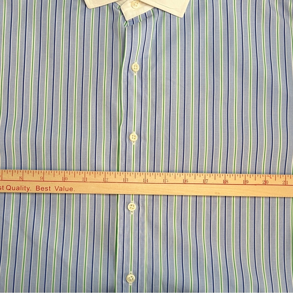 Polo Ralph Lauren Mens Contrast Stripe Dress Shirt Blue Green Navy XXL - Picture 6 of 7